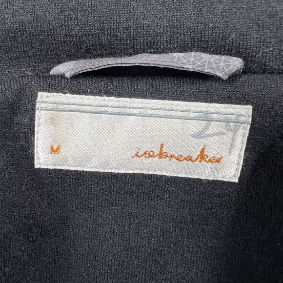 icebreaker Jacket Womens Medium Black Merino Wool Pea Coat Full Zip Classic - Picture 3 of 16